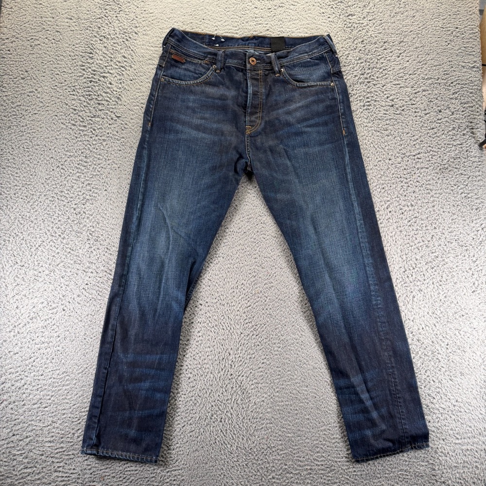 H&M & Denim Jeans Mens 33x32 Blue Cotton Denim Tapered Leg Workwear Button Fly
